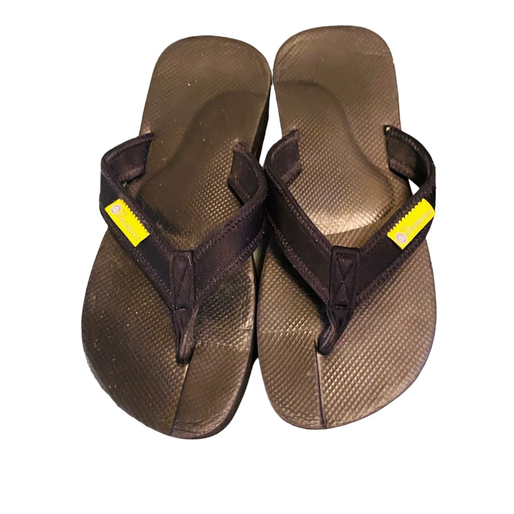The Healing Sole Womens 12 / Mens 10 Original Black Flip Flops - Picture 4 of 12